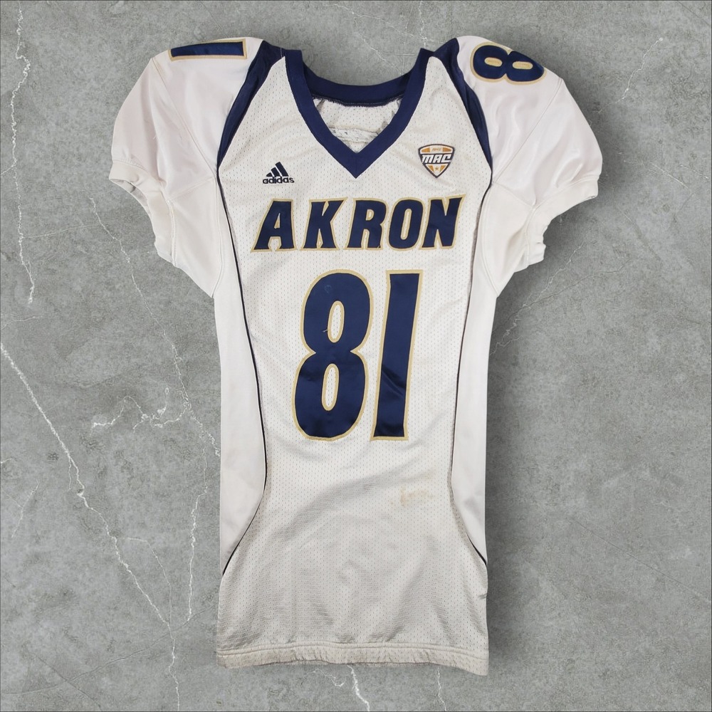 Adidas Akron Zips Football Jersey Mens 38 White Game
Worn Team Issued #81 MAC